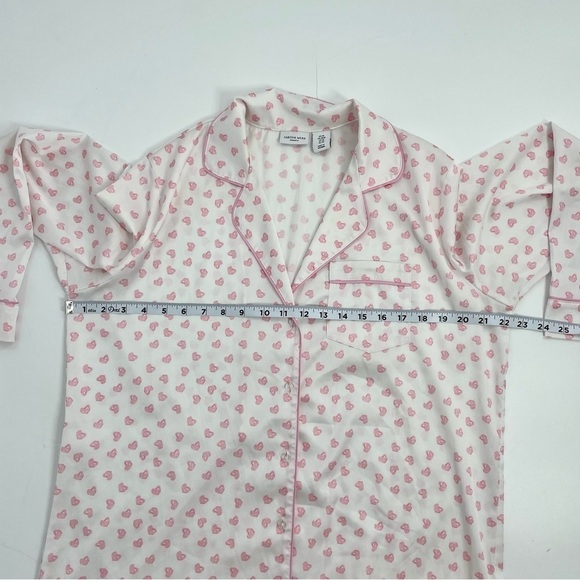 Tabitha Webb Soft Girl valentine satin button down satin sleep shirt heart print - Picture 6 of 9